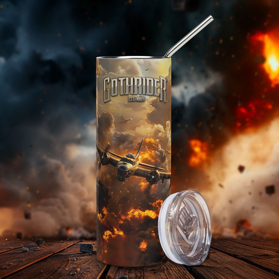 Belle Flying Fortress Skinny Tumbler - GothRider Brand