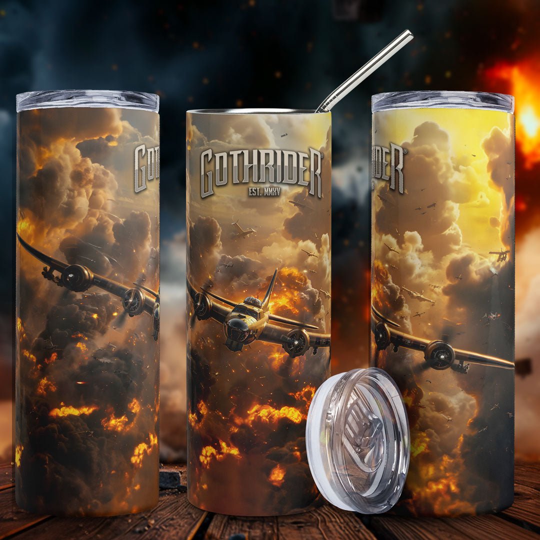 Belle Flying Fortress Skinny Tumbler - GothRider Brand