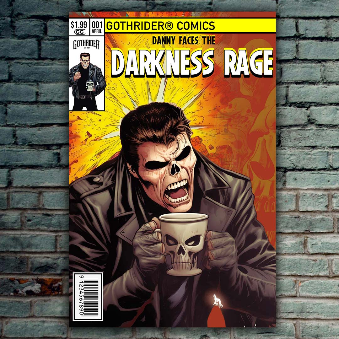 Darkness Rage Comic Book Cover Metal Plaque Sign - GothRider Brand