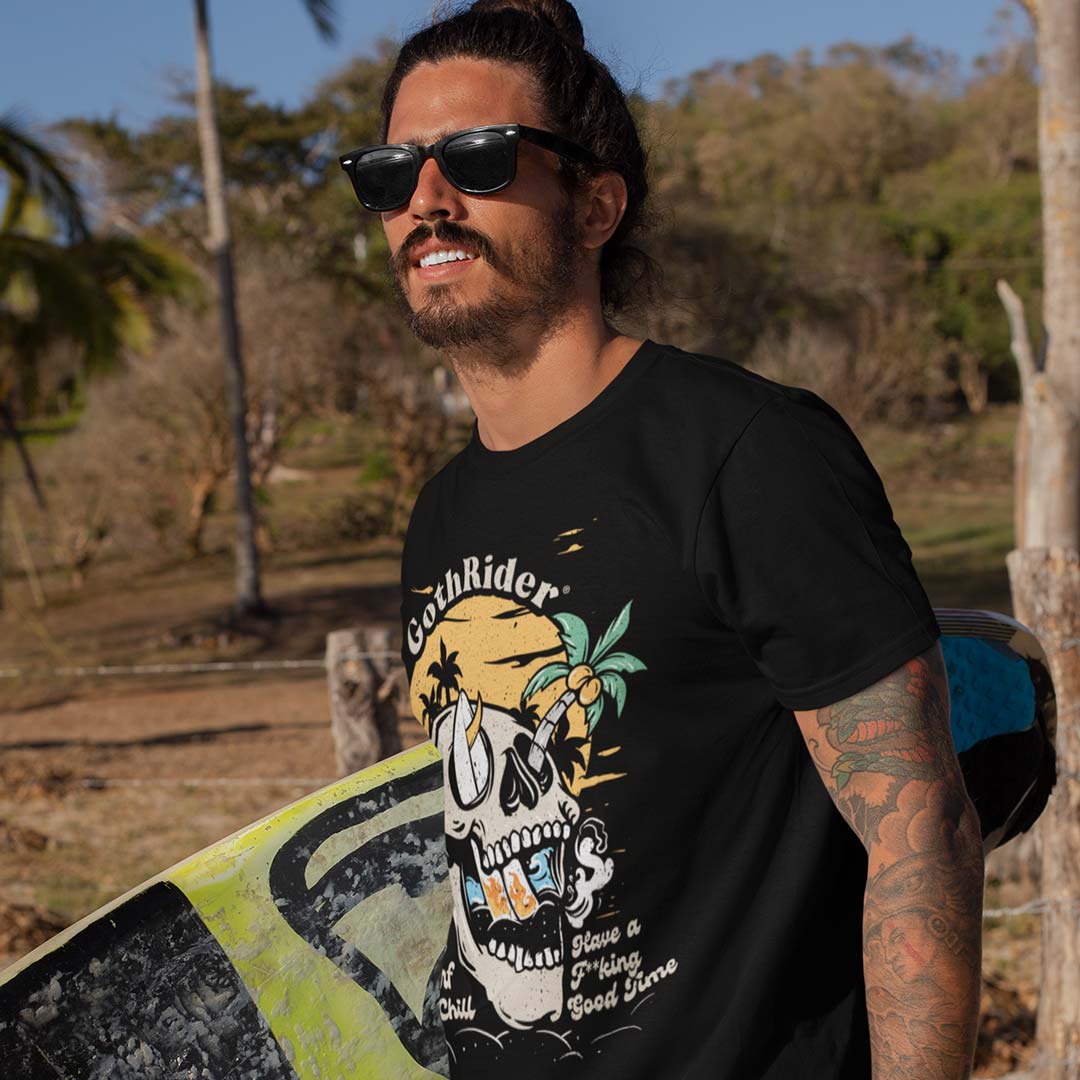 Coffee Surf Chill Unisex T-Shirt - GothRider Brand