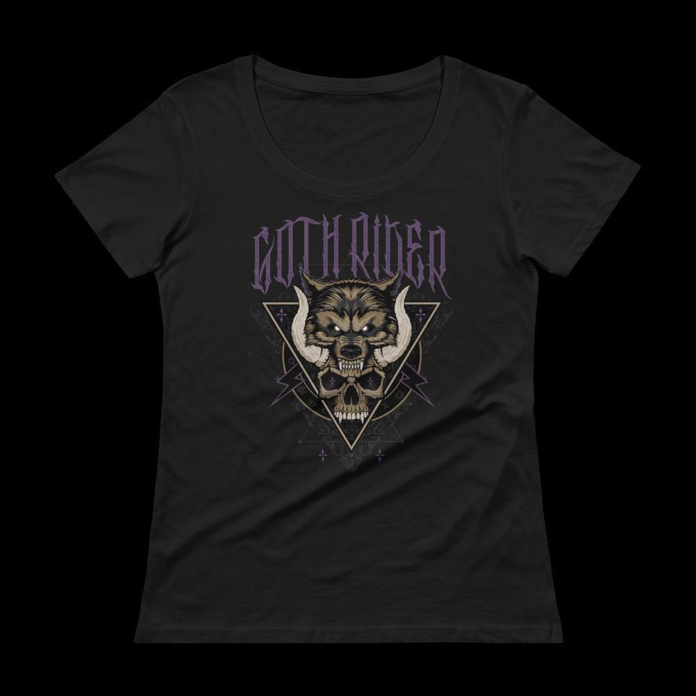 Esoteric Wolf & Skull Women T-Shirt - GothRider Brand