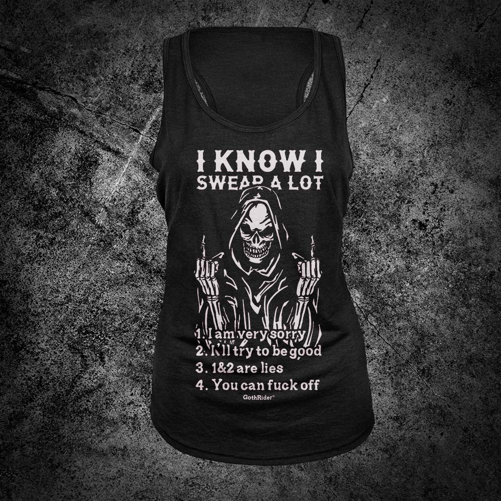 I Swear A Lot Racerback Tank - GothRider Brand