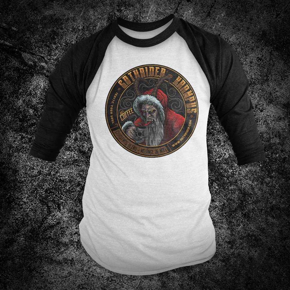 Krampus Coffee Baseball Shirt - GothRider Brand