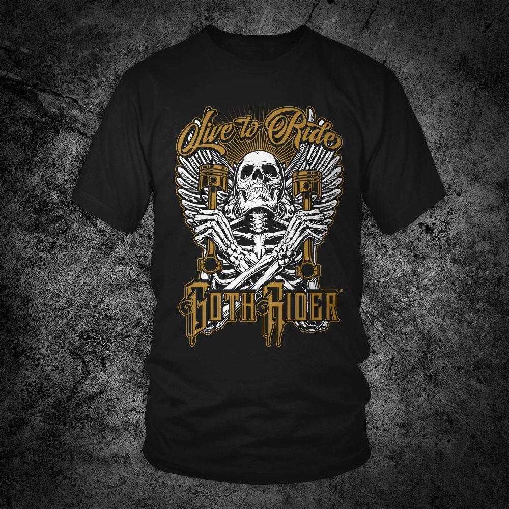 Live To Ride Unisex T-Shirt - GothRider Brand