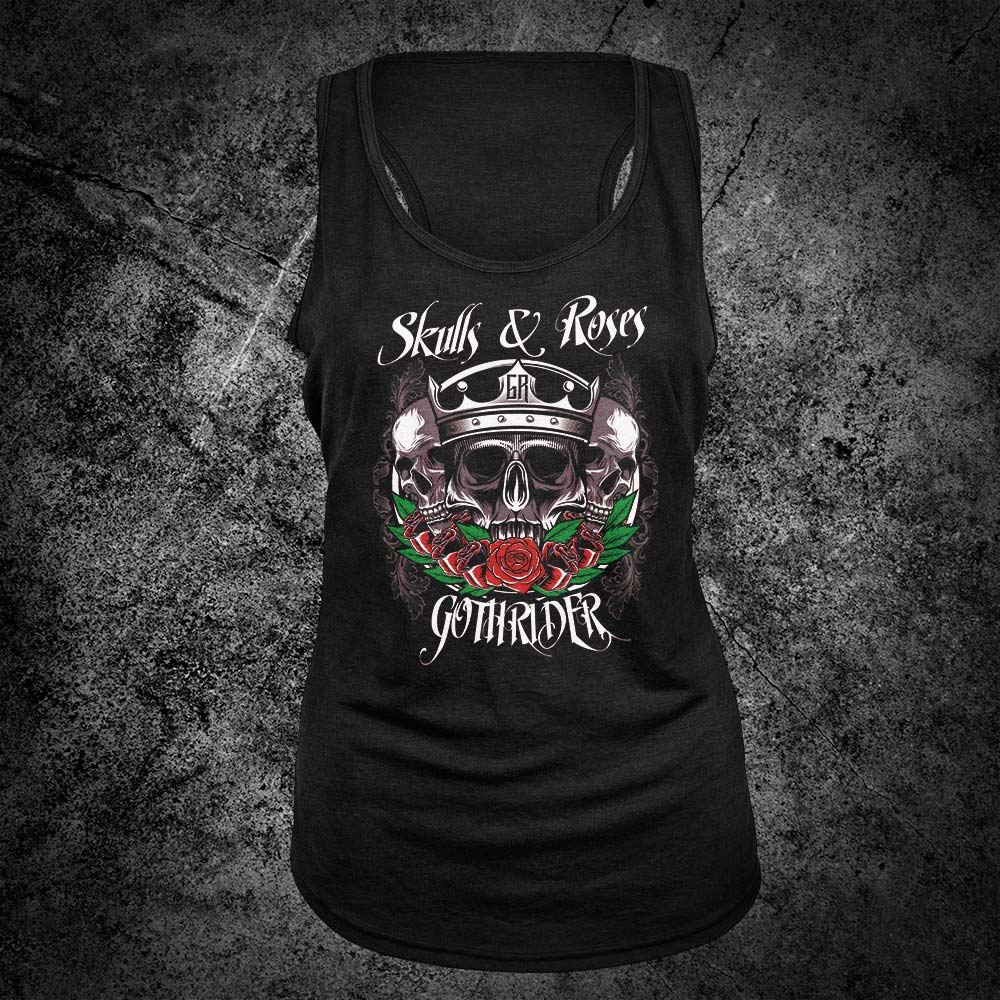 Skulls & Roses Women Racerback Tank - GothRider Brand