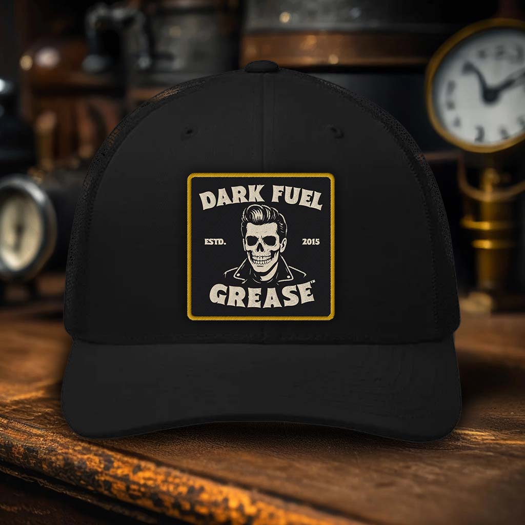 Dark Fuel Grease Retro Trucker Cap - GothRider Brand