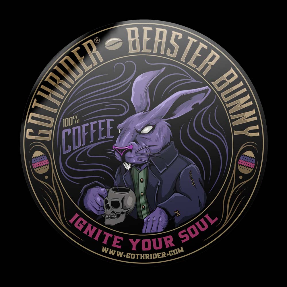 Beaster Bunny Coffee Sticker - GothRider Brand