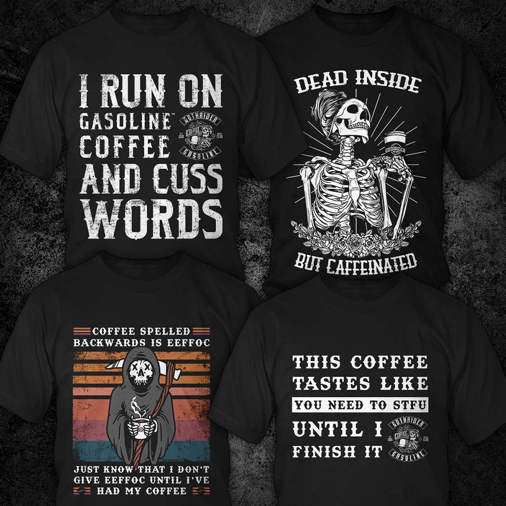 Funny 4-Pack T-Shirts Volume 1 - GothRider Brand