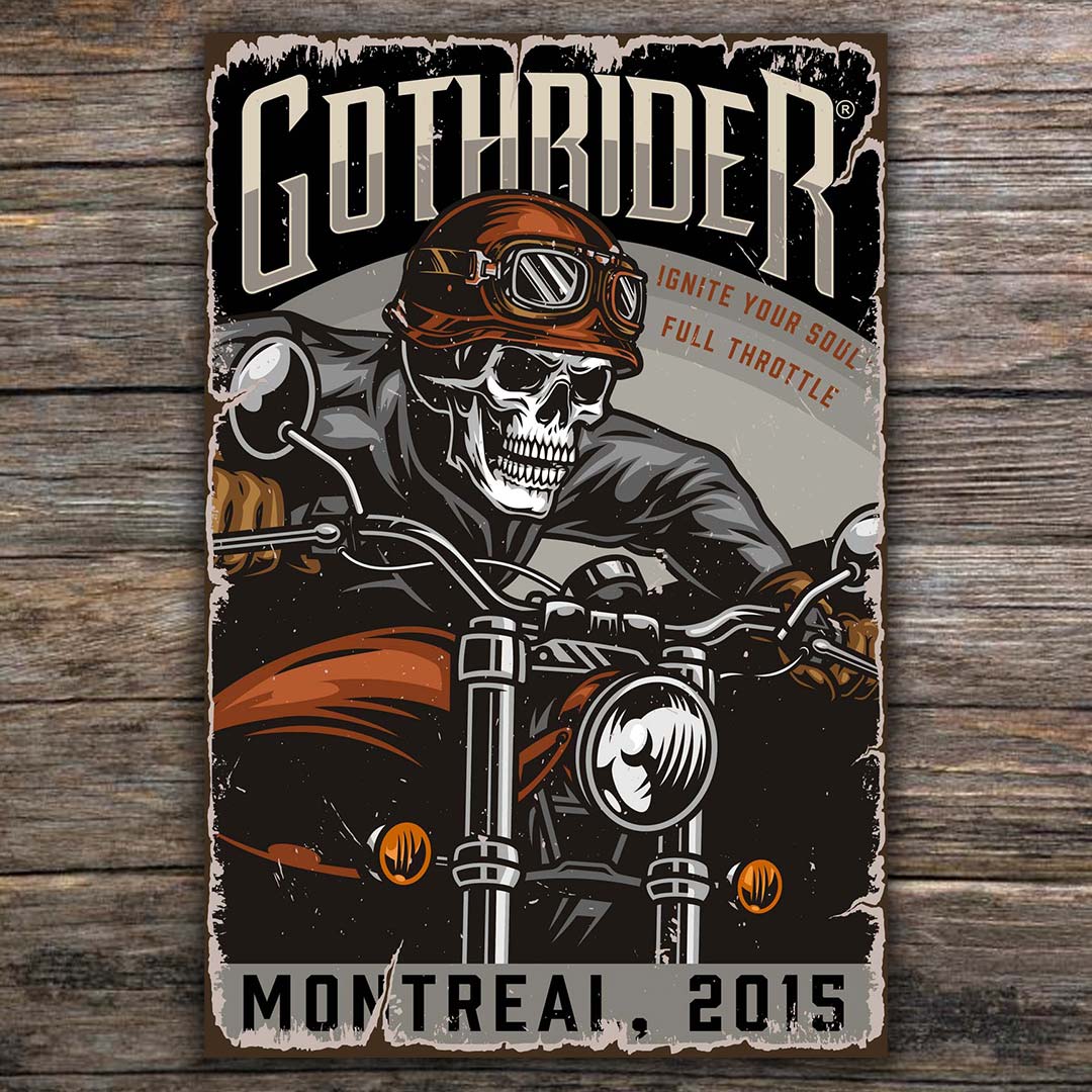 GothRider Full Throttle Retro Metal Plaque Sign - GothRider Brand