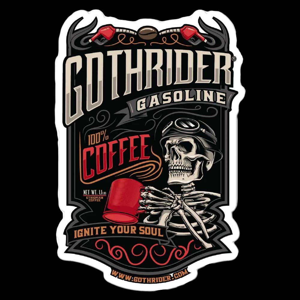 GothRider Gasoline Coffee Super Sized Sticker - GothRider Brand