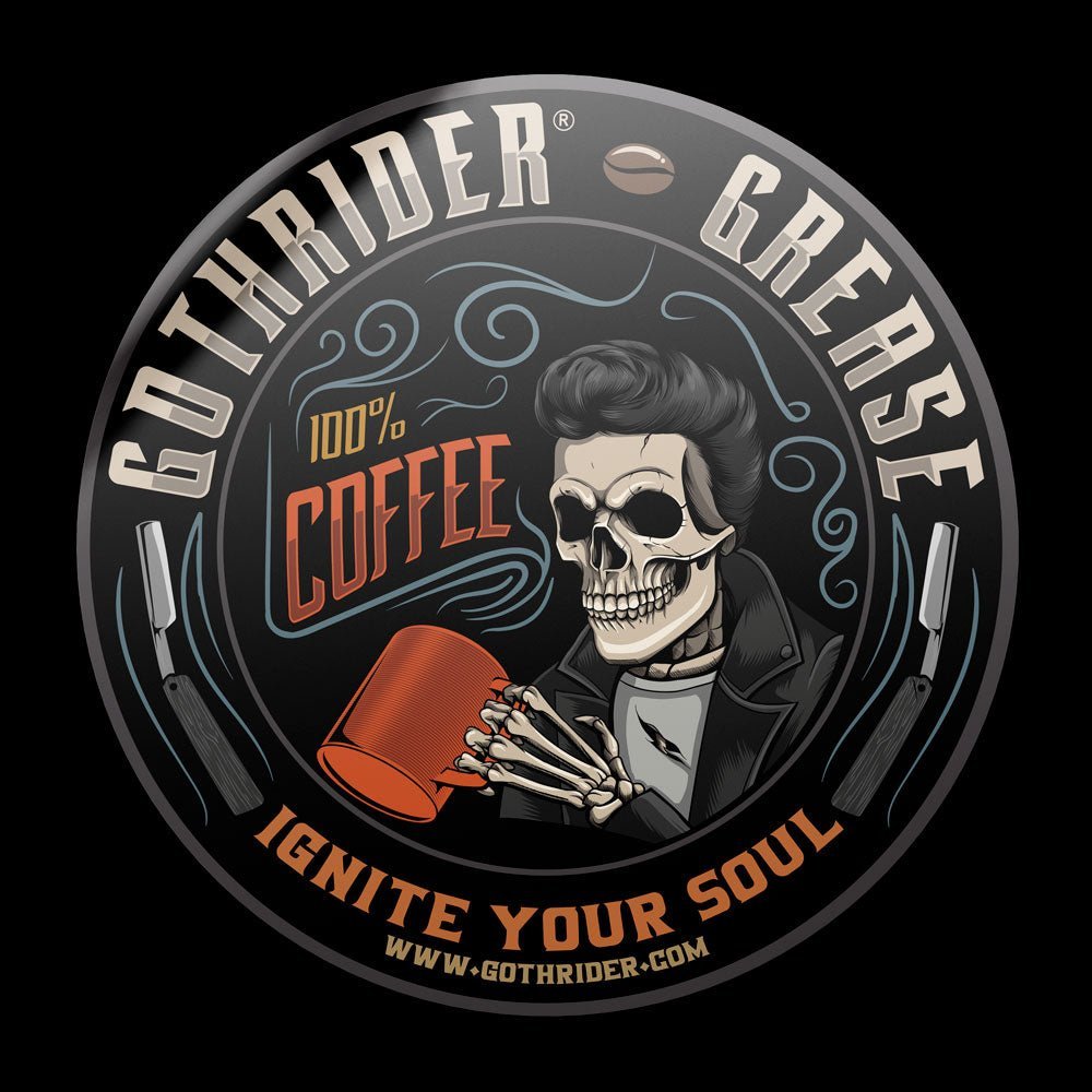 GothRider Grease Coffee Round Bumper Sticker - GothRider Brand