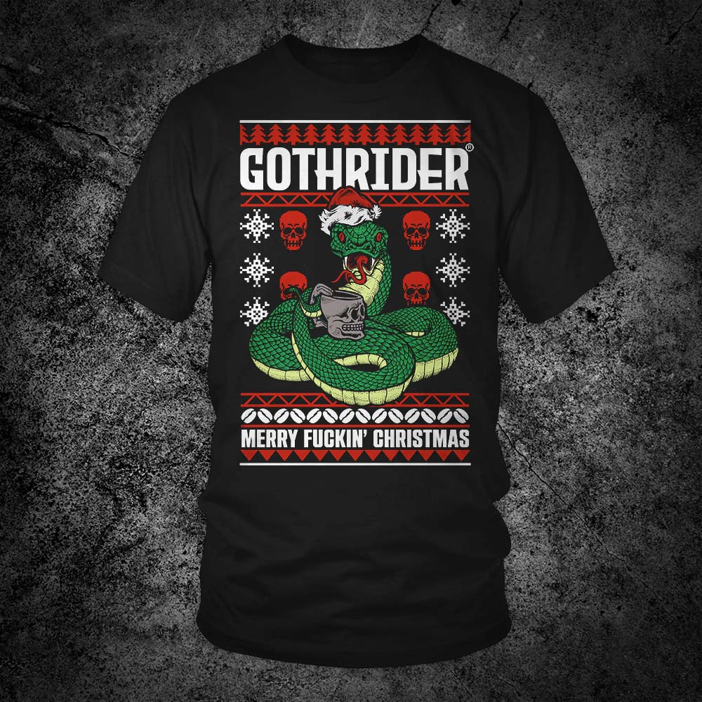 GothRider Snake Ugly Christmas T-Shirt - GothRider Brand