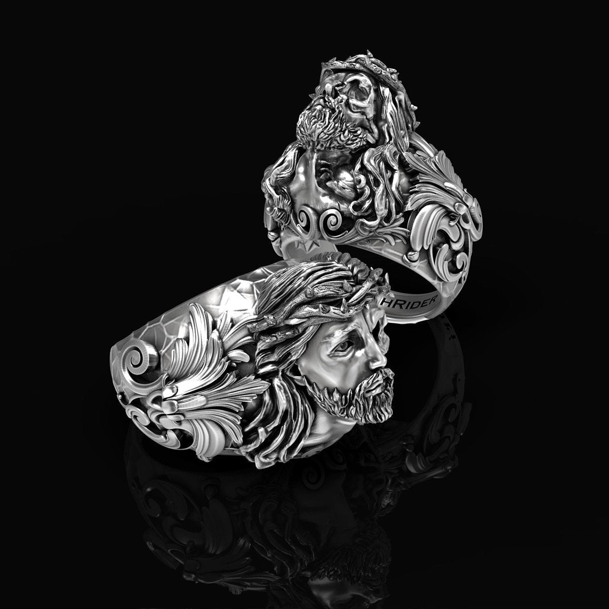 Memento Mori Jesus Skull Ring - GothRider Brand