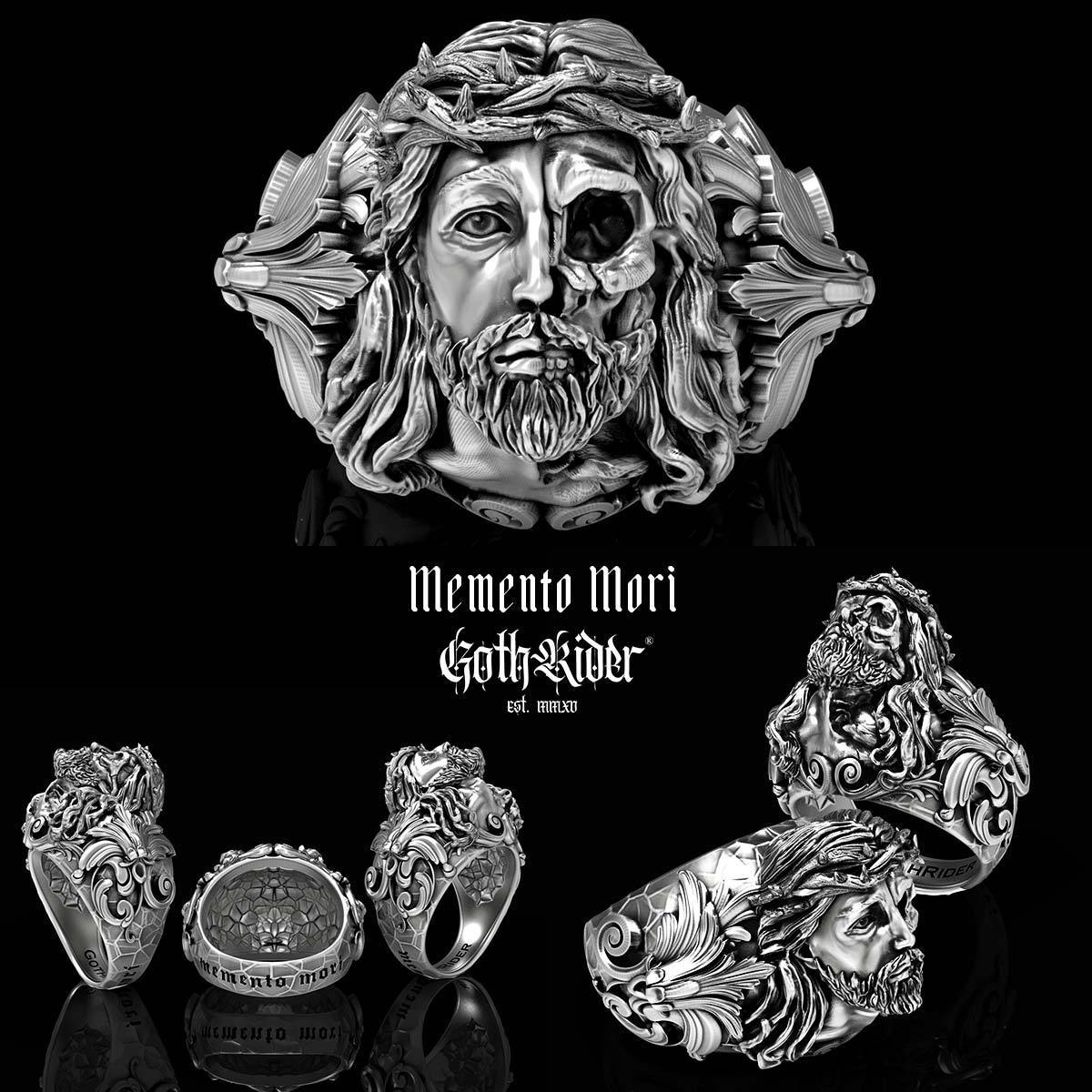 Memento Mori Jesus Skull Ring - GothRider Brand