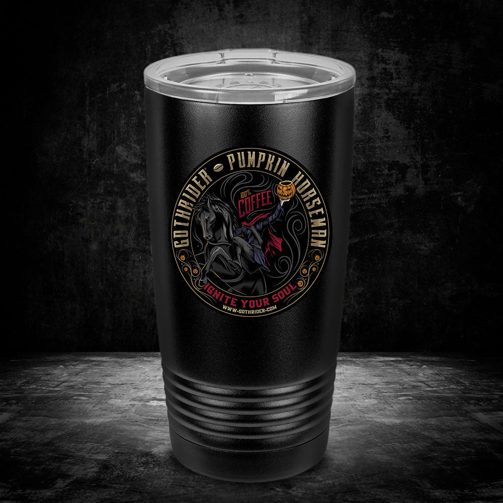 Pumpkin Horseman Coffee UV 20 OZ Tumbler - GothRider Brand