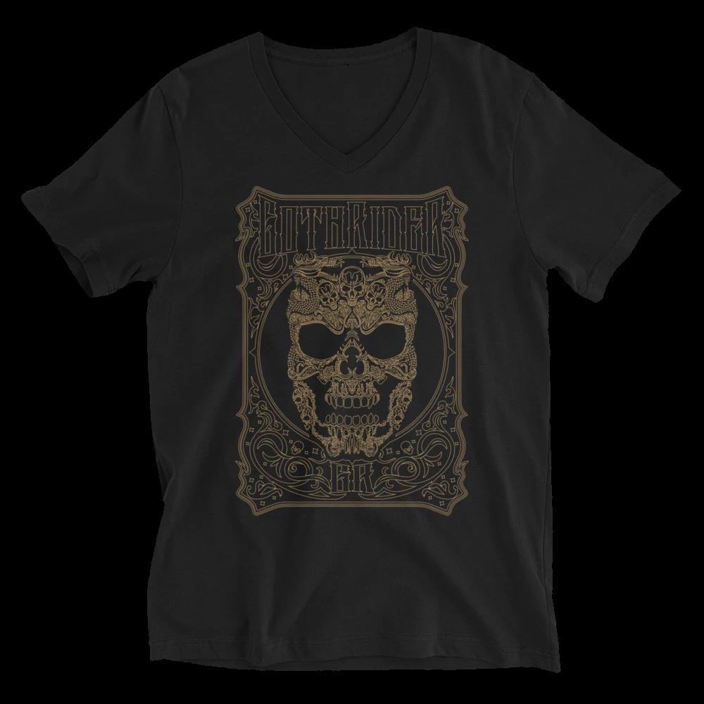 Ryu Death Skull V-Neck T-Shirt - GothRider Brand