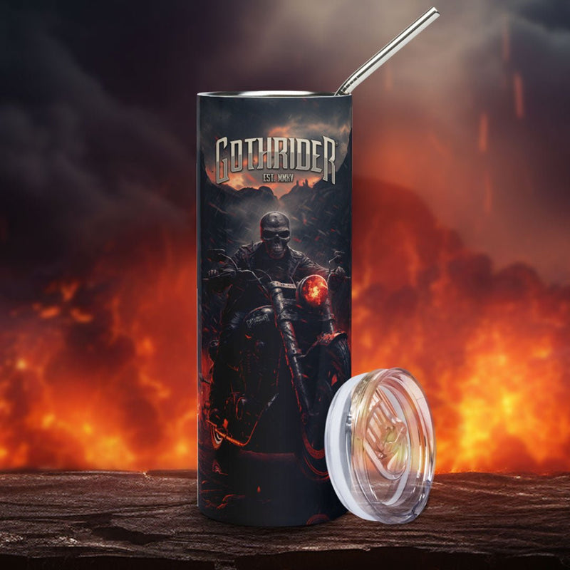 Skull Rider From Hell Skinny Tumbler