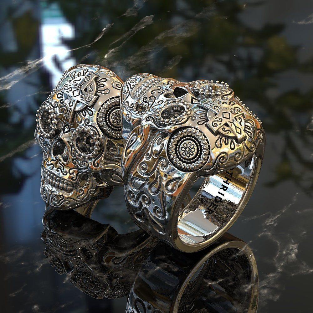 Sugar Skull Ring - GothRider Brand