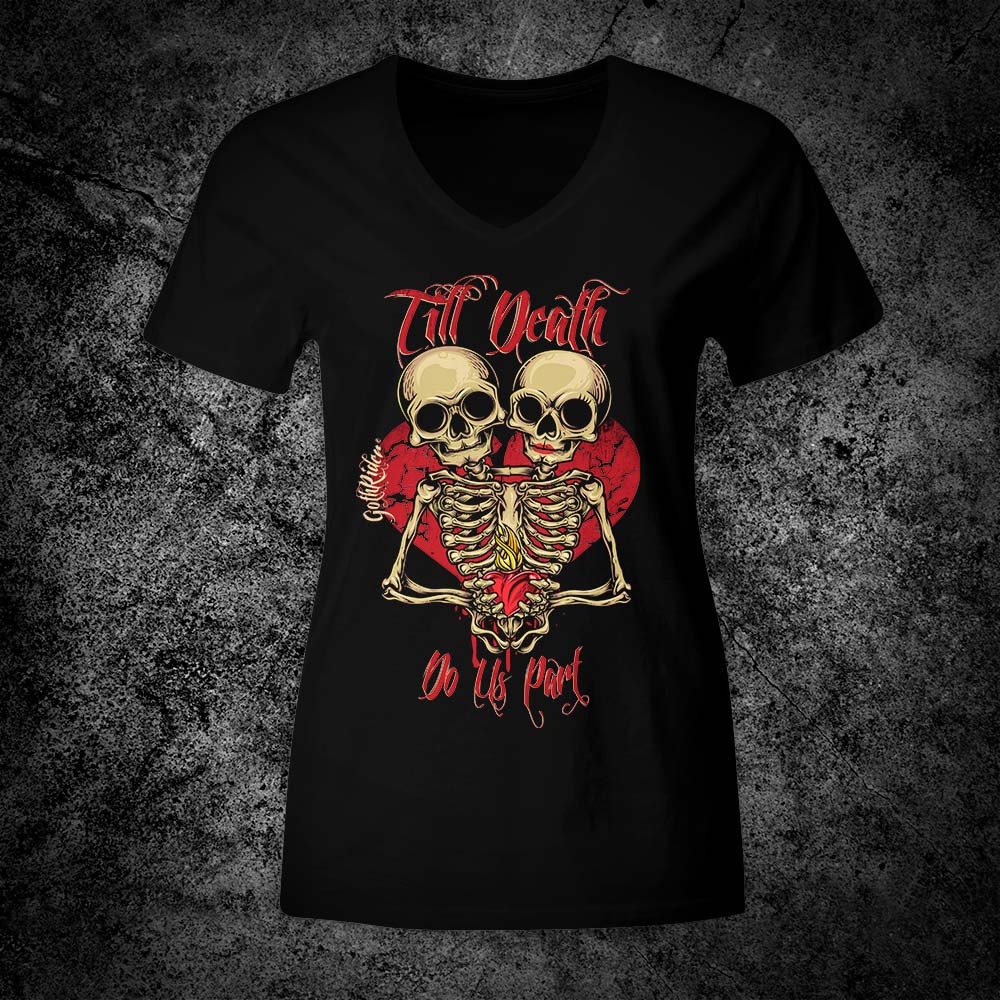 Till Death Do Us Part V-Neck T-Shirt - GothRider Brand