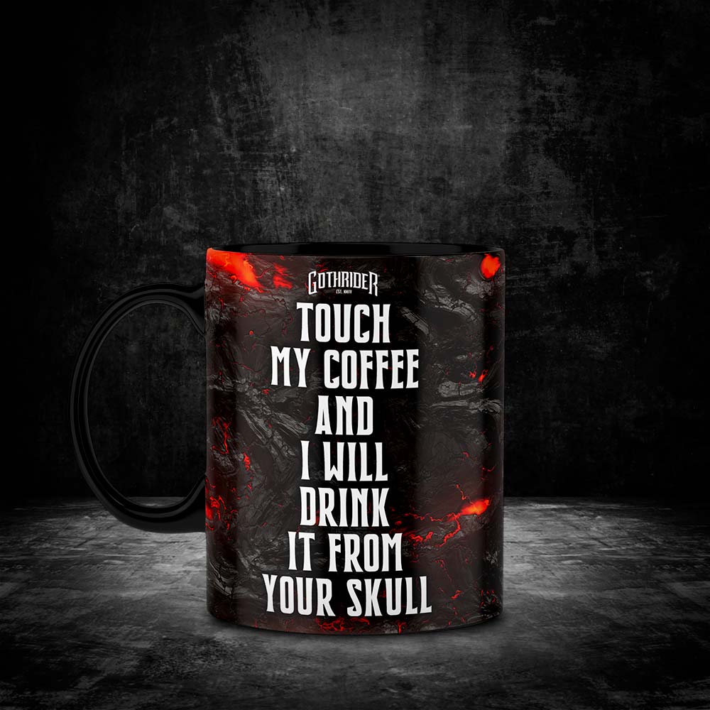 Touch My Coffee Lava Skull Mug - Personalized - GothRider Brand